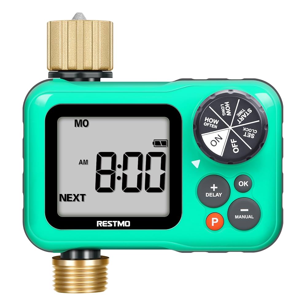 RESTMO Water Timer with Brass Inlet & Outlet, 3 Separate